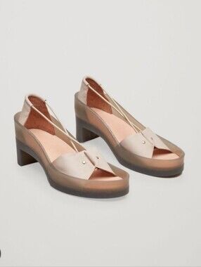 COS Sandals Heels Leather Molded Footbed Unique Quirky Minimalist Contemporary